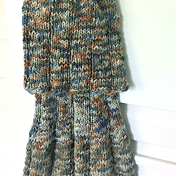 Handknit Variegated Neutral Grey Slip Stitch Infinity Reversible Unisex Cowl - Picture 5 of 6